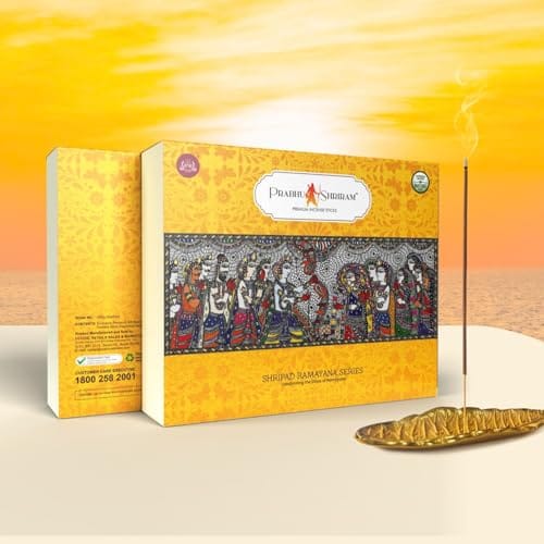 JPSR Prabhu Shriram Divine Shripad Ramayana Luxury Incense Stick Gift Box – Award-Winning, Natural Fragrance Inspired by the Epic Ramayana | Pack of 10 - Pooja Needs | Buy online on ZillyBuy