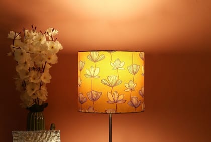 BTR CRAFTS Mustered Junoon Drum Lamp Shade, Cotton Fabric,