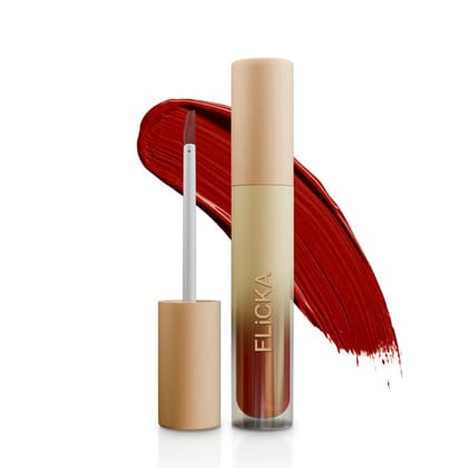 FLiCKA R U Ready 01 RedHot - Bold Red Liquid Lipstick for Intense, Fiery Color | Long-Lasting Matte Finish | 5ml | Transfer-Proof, Smudge-Proof, Waterproof