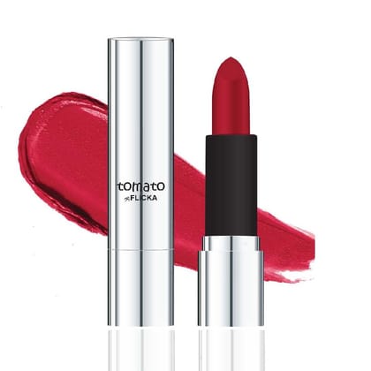 FLiCKA Tomato Bullet Matte Lipstick| Non-transfer Lipstick, Waterproof, Hydrating, Moisturizing, Upto 6Hrs, Shade 01, 4g