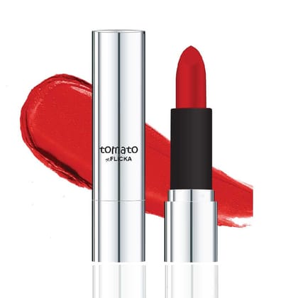 FLiCKA Tomato Bullet Matte Lipstick| Non-transfer Lipstick, Waterproof, Hydrating, Moisturizing, Upto 6Hrs, Shade 02, 4g