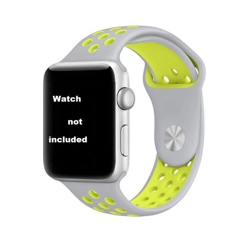 Exelent Smart Watch Strap Compatible For Apple Watch Straps 45mm 44mm 42mm, Soft Silicone Sports Wristband for iWatch Series 7/6/5/4/3/2/1/SE (Watch Not Included) (GRAY-GREEN)