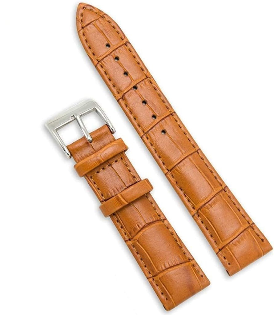 Exelent Textured Leather 22mm Strap Compatible with Watches with 22mm Lugs-Tan