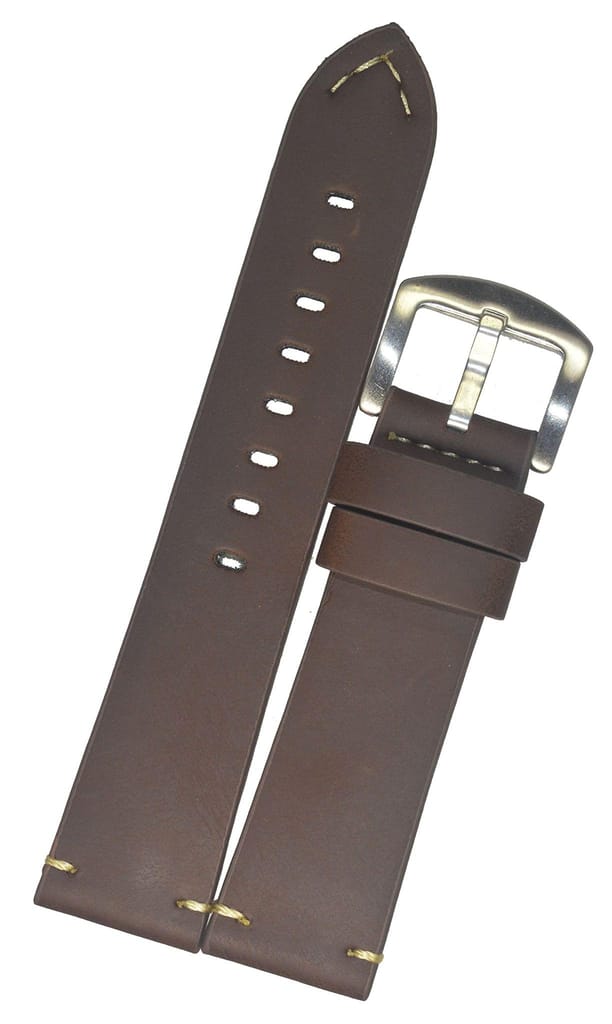 Exelent Leather Watch Strap for Men Elegant Vintage Style Brown 24 MM