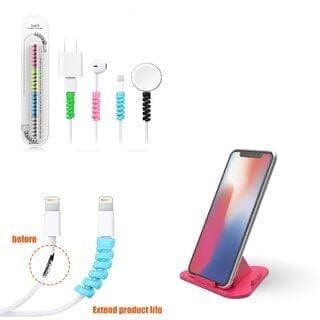 Mobile Holder Accessory Combo for 1 Pyramid Shape Mobile Stand, 4 Cable Protectors, 800 Lumens Emergency Light (Multicolor)