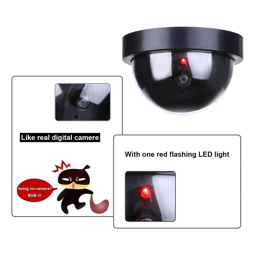 DUMMY CAMREA ROUND ROUND DUMMY CAMERA SECURITY CAMERA Plastic Dummy Security Round CCTV Camera with Flashing Red LED Light