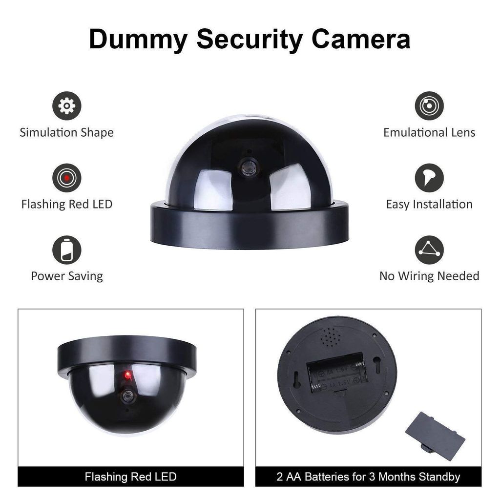 DUMMY CAMREA ROUND ROUND DUMMY CAMERA SECURITY CAMERA Plastic Dummy Security Round CCTV Camera with Flashing Red LED Light