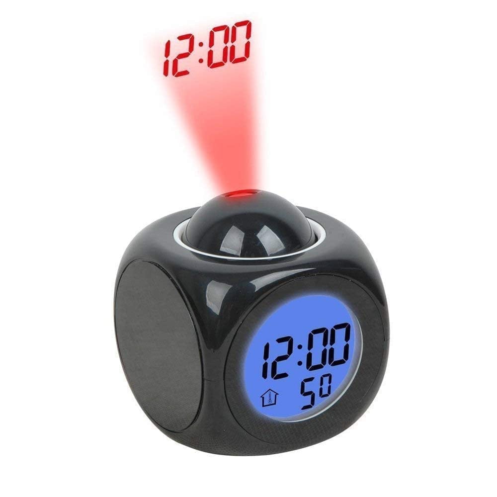 LCD digital Plastic projector Battery Operated Bedside Voice Projection Alarm Clock