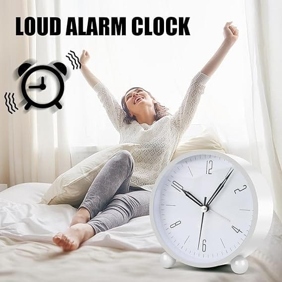 Round Silent Analog Desk Clock WHITE WHITE SILENT CLOCK WHITE CLOCK