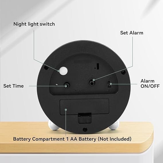 Round Silent Analog Desk Clock WHITE WHITE SILENT CLOCK WHITE CLOCK