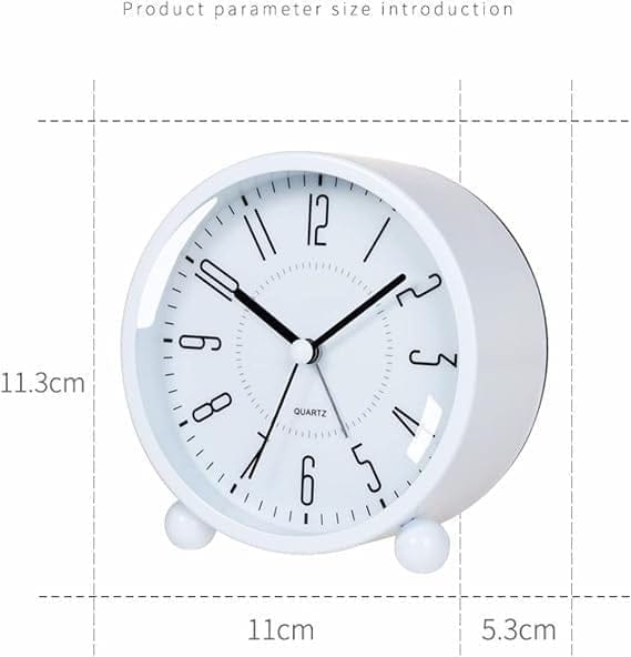 Round Silent Analog Desk Clock WHITE WHITE SILENT CLOCK WHITE CLOCK