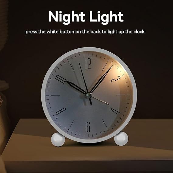 Round Silent Analog Desk Clock WHITE WHITE SILENT CLOCK WHITE CLOCK