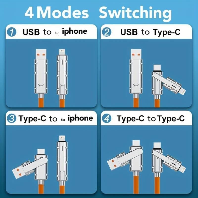 4 IN 1 ORANGE CHARGING CABLE
