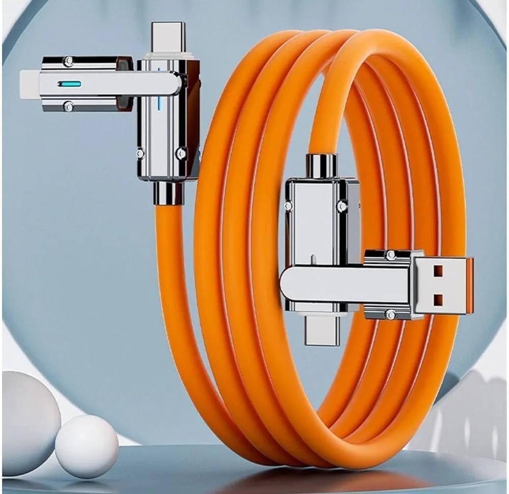 4 IN 1 ORANGE CHARGING CABLE