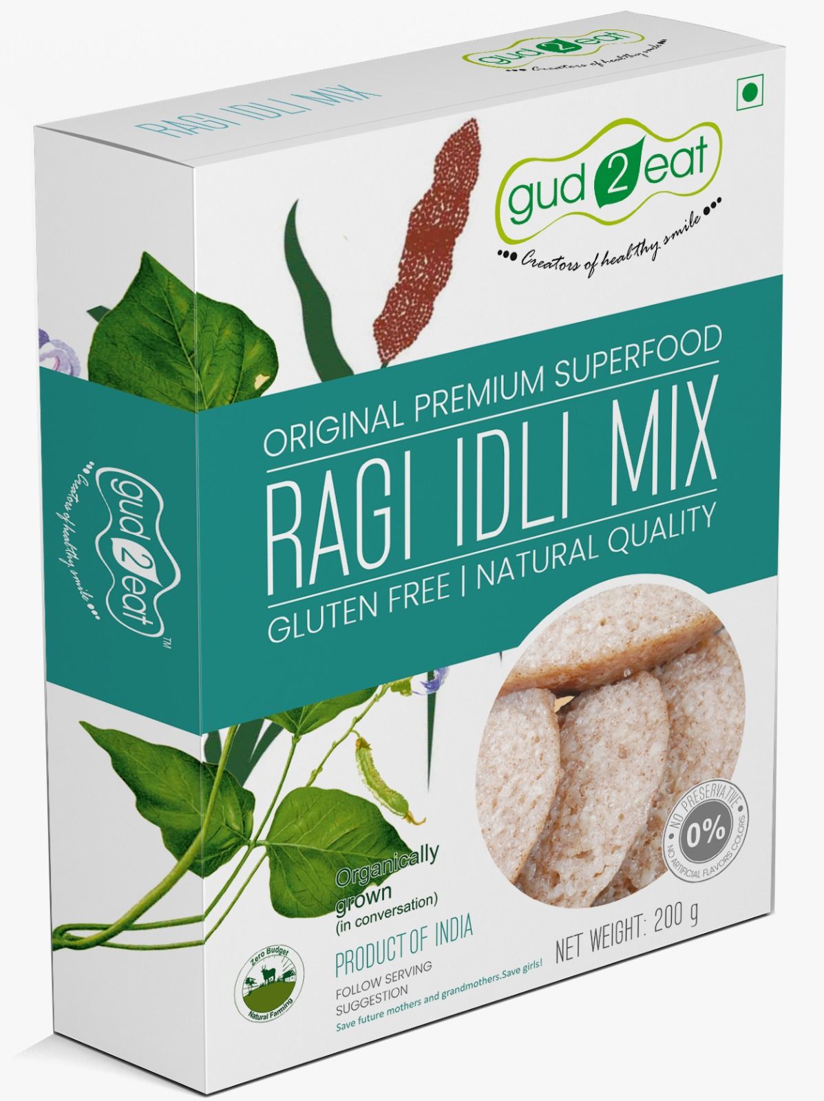 Gud2eat Ragi Idli Mix | Gluten free | Good for weight loss | tasty and delicious | 200g