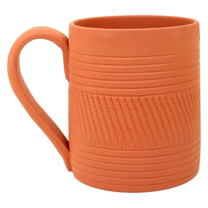 Handmade Clay Mug with Unique Chevron Design, Perfect for Coffee, Tea, or Water