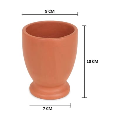 Handmade Clay Pot Planter with Drainage Hole, 9x10x7 cm, Brown
