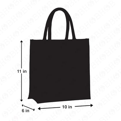  Black Canvas Tote Bag - 10" x 11" x 6"