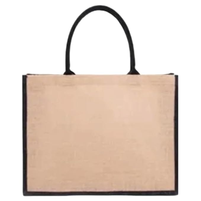 Jute Tote Bag with Black Trim