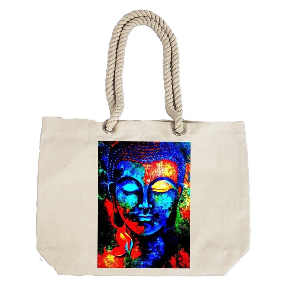 Eco-Friendly Recycled Cotton Canvas Tote Bag - Buddha Design-70 - EL8220316