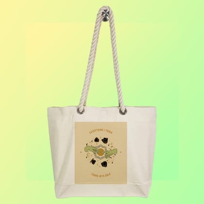 Eco-Friendly Recycled Cotton Canvas Tote Bag - Everything I Touch Turns to Gold Design - EL8220136