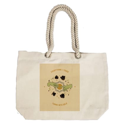 Eco-Friendly Recycled Cotton Canvas Tote Bag - Everything I Touch Turns to Gold Design - EL8220136