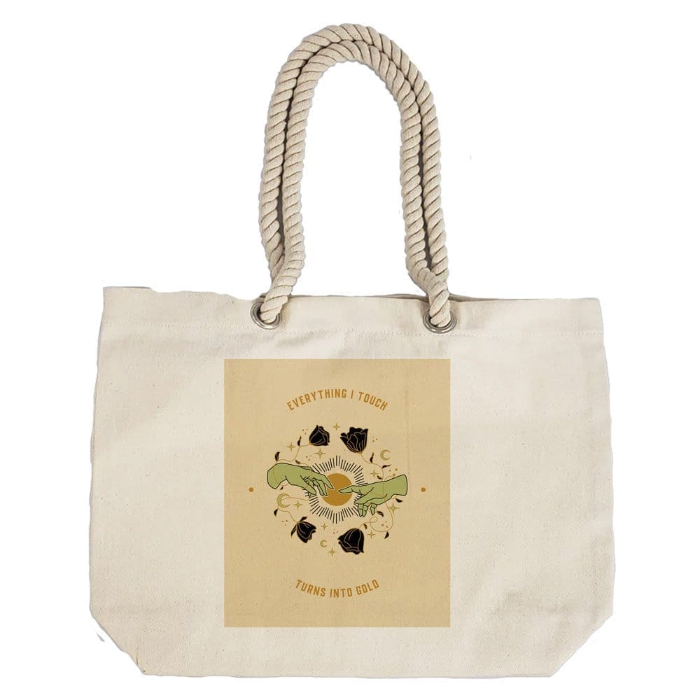Eco-Friendly Recycled Cotton Canvas Tote Bag - Everything I Touch Turns to Gold Design - EL8220136
