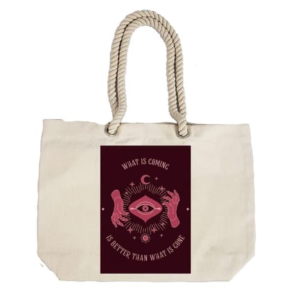 Eco-Friendly Recycled Cotton Canvas Tote Bag - Astrology Magic Eye Hands Wisdom Design - EL8220143