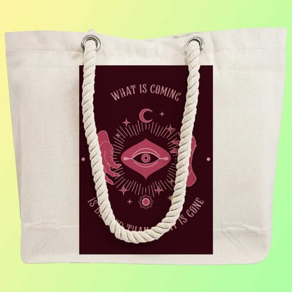 Eco-Friendly Recycled Cotton Canvas Tote Bag - Astrology Magic Eye Hands Wisdom Design - EL8220143