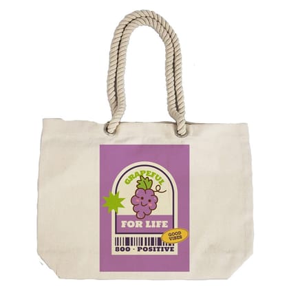 Eco-Friendly Recycled Cotton Canvas Tote Bag - Funny Grapeful For Life Design - EL8220161