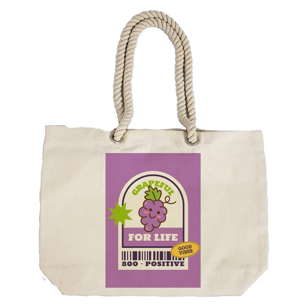Eco-Friendly Recycled Cotton Canvas Tote Bag - Funny Grapeful For Life Design - EL8220161