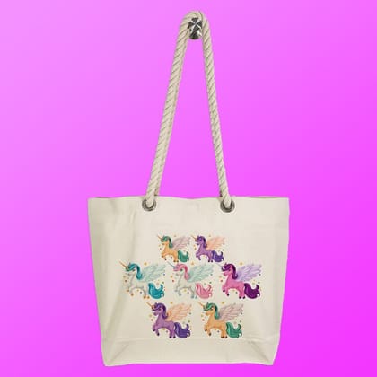 Eco-Friendly Recycled Cotton Canvas Tote Bag - Unicorns Design-66 - EL8220312