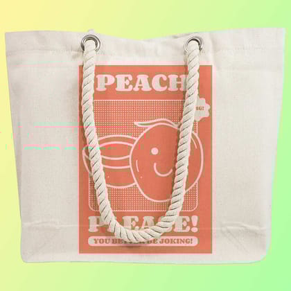 Eco-Friendly Recycled Cotton Canvas Tote Bag - Funny Peach Please Design - EL8220157