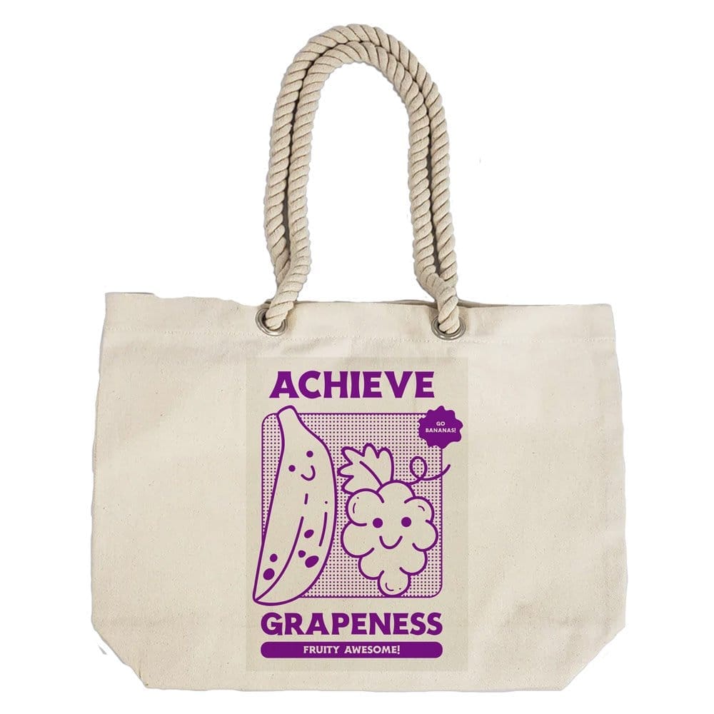 Eco-Friendly Recycled Cotton Canvas Tote Bag - Funny Achieve Grapeness Design - EL8220158