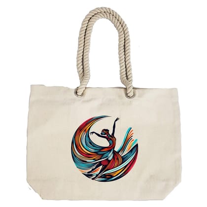 Eco-Friendly Recycled Cotton Canvas Tote Bag - Ballerina Design-113 - EL8220359