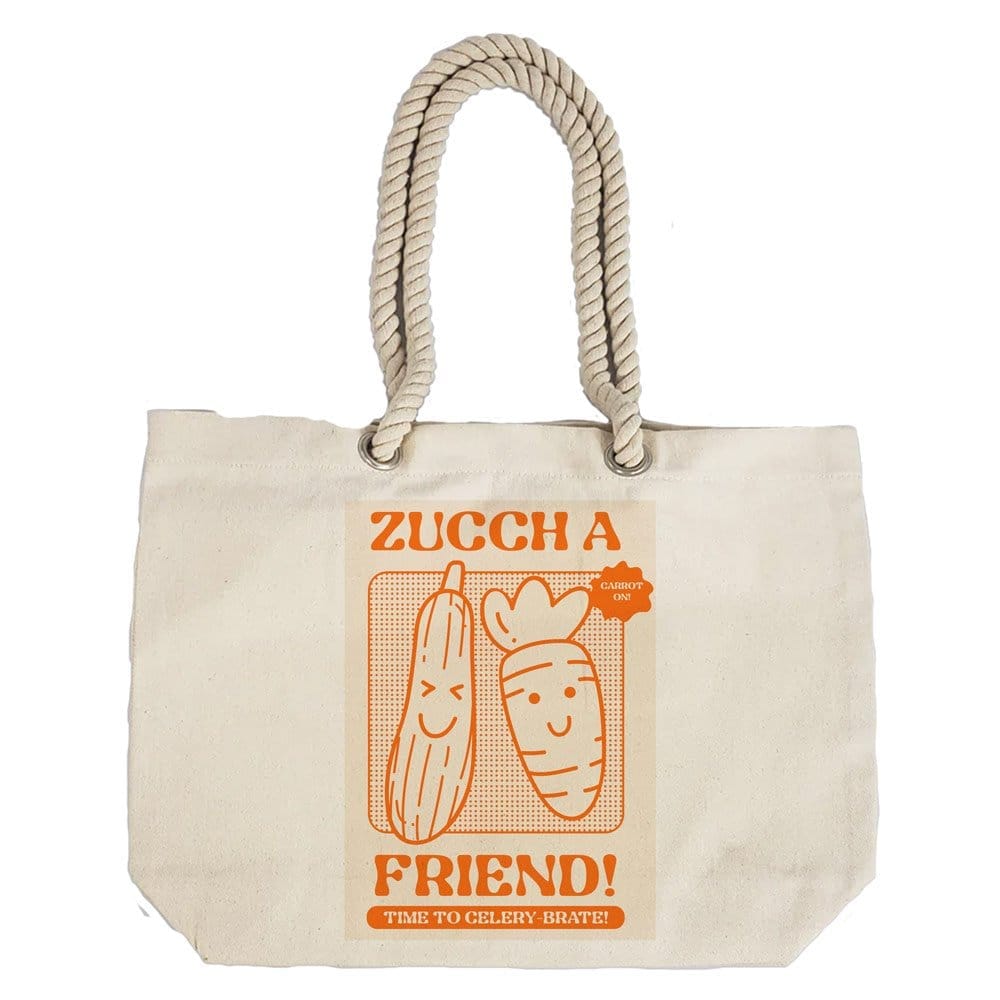Eco-Friendly Recycled Cotton Canvas Tote Bag - Funny Zuccha A Friend Design - EL8220156