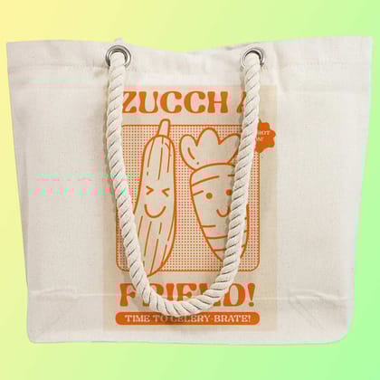Eco-Friendly Recycled Cotton Canvas Tote Bag - Funny Zuccha A Friend Design - EL8220156