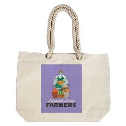 Eco-Friendly Recycled Cotton Canvas Tote Bag - Support Local Farmers Design - EL8220128