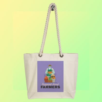 Eco-Friendly Recycled Cotton Canvas Tote Bag - Support Local Farmers Design - EL8220128