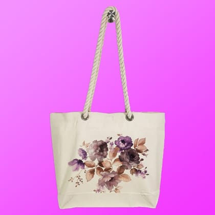 Eco-Friendly Recycled Cotton Canvas Tote Bag - Flowers-3 Design-82 - EL8220328