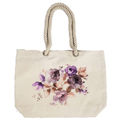 Eco-Friendly Recycled Cotton Canvas Tote Bag - Flowers-3 Design-82 - EL8220328