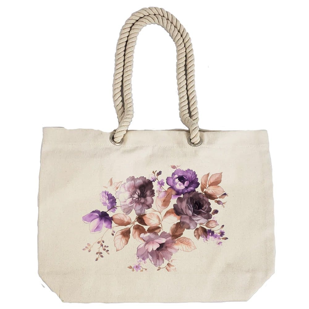 Eco-Friendly Recycled Cotton Canvas Tote Bag - Flowers-3 Design-82 - EL8220328