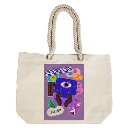 Eco-Friendly Recycled Cotton Canvas Tote Bag - Funny Stickers Design No.3 - EL8220147