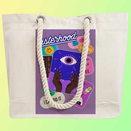 Eco-Friendly Recycled Cotton Canvas Tote Bag - Funny Stickers Design No.3 - EL8220147