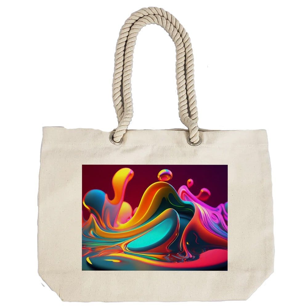 Eco-Friendly Recycled Cotton Canvas Tote Bag - Abstract Waves Design-65 - EL8220311