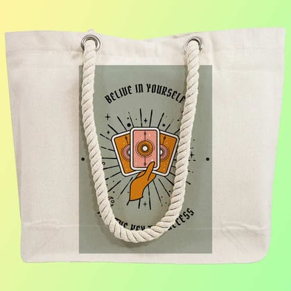 Eco-Friendly Recycled Cotton Canvas Tote Bag - Astrology Tarot Cards Key To Success Design - EL8220154