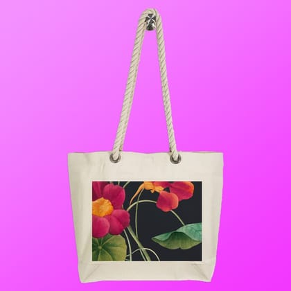 Eco-Friendly Recycled Cotton Canvas Tote Bag - Flowers-1 Design-74 - EL8220320