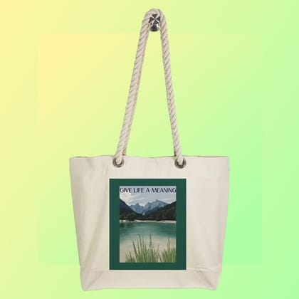 Eco-Friendly Recycled Cotton Canvas Tote Bag - Give Life a Meaning Design - EL8220139