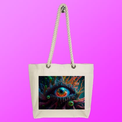 Eco-Friendly Recycled Cotton Canvas Tote Bag - Eye Of Horus Design-78 - EL8220324