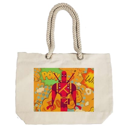 Eco-Friendly Recycled Cotton Canvas Tote Bag - Dead Pool Toon Design-94 - EL8220340